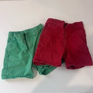 Janie And Jack Baby Boys Shorts Lot Red And Green 18-24m Adjustable Waist Summer